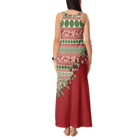 Fiji Marau na Kerisimasi Tank Maxi Dress Red Tagimoucia Tapa Masi Tribal - Polynesian Pride