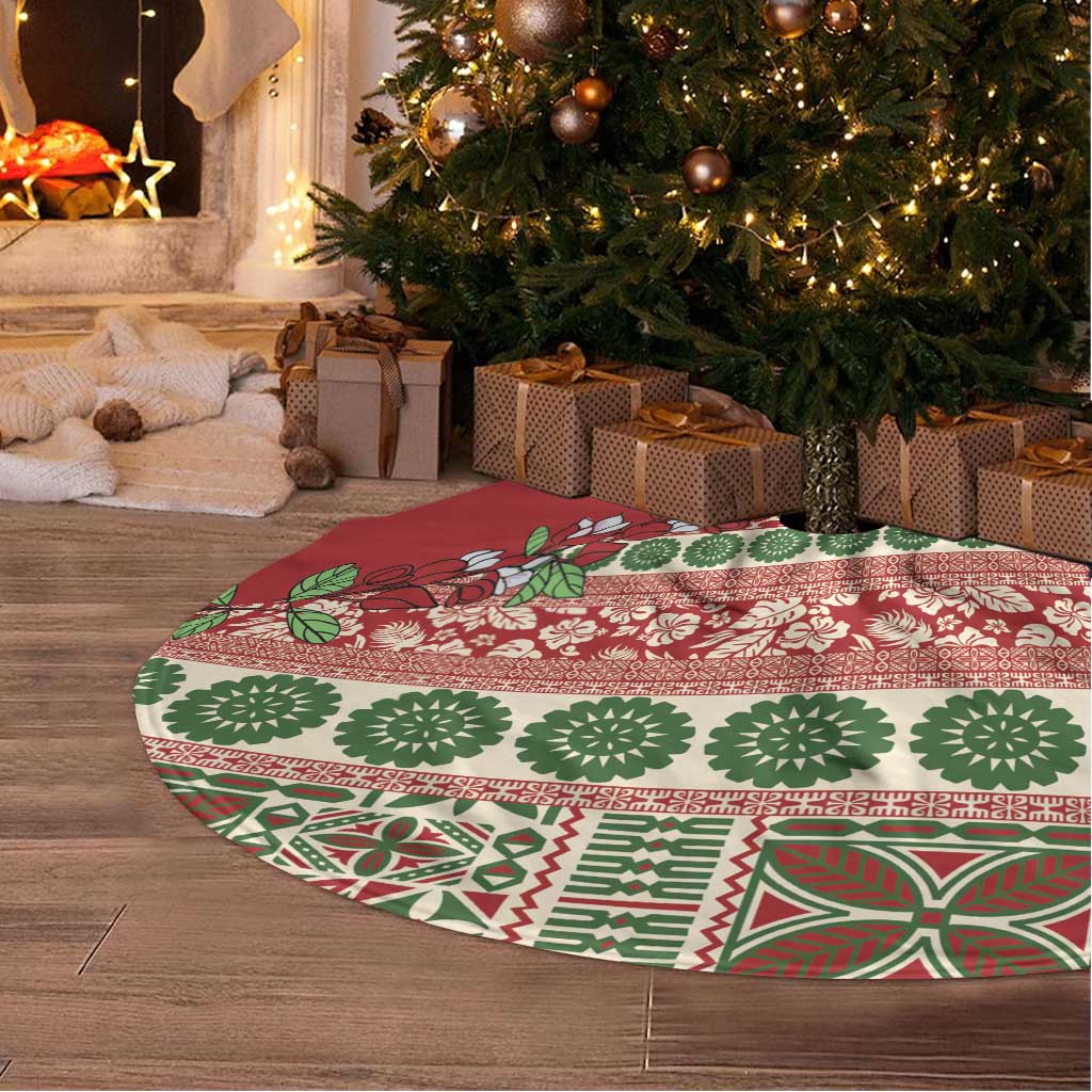 Fiji Marau na Kerisimasi Tree Skirt Red Tagimoucia Tapa Masi Tribal LT9 - Polynesian Pride