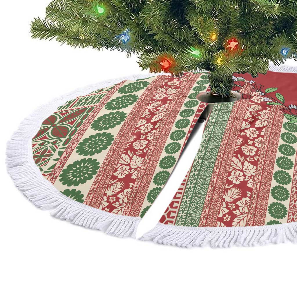 Fiji Marau na Kerisimasi Tree Skirt Red Tagimoucia Tapa Masi Tribal LT9 - Polynesian Pride