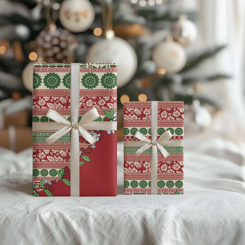 Fiji Marau na Kerisimasi Wrapping Paper Red Tagimoucia Tapa Masi Tribal LT9 - Polynesian Pride