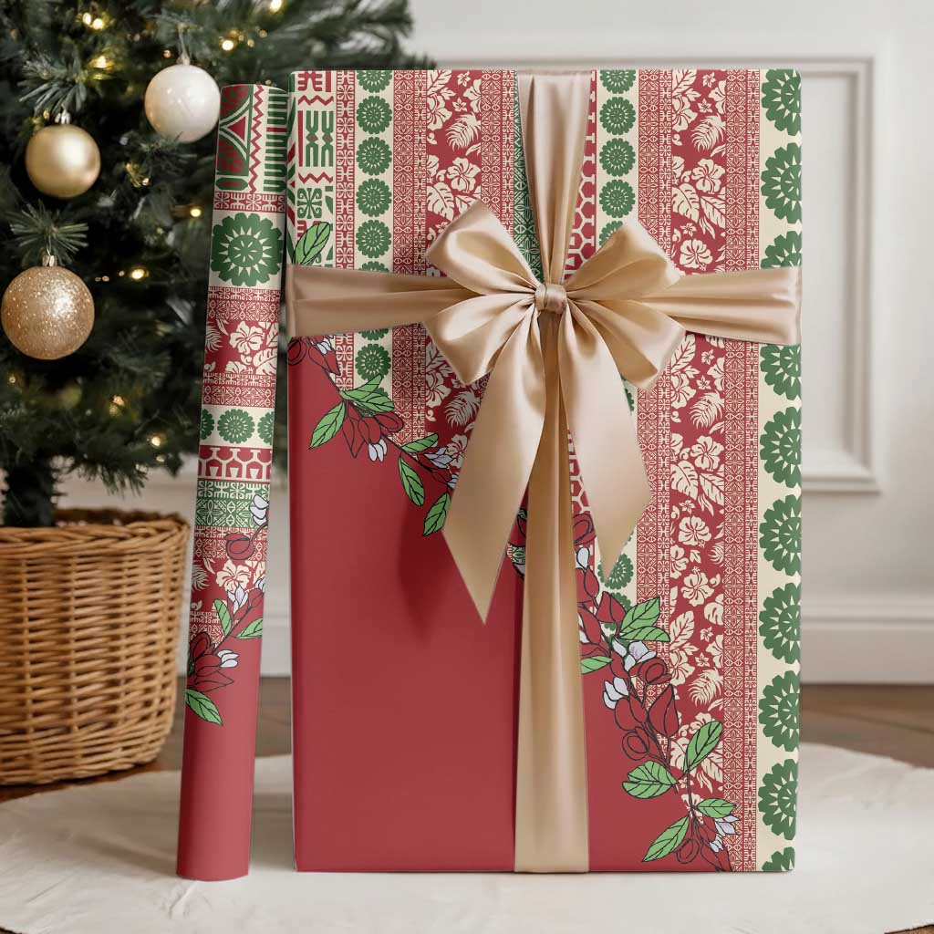 Fiji Marau na Kerisimasi Wrapping Paper Red Tagimoucia Tapa Masi Tribal LT9 - Polynesian Pride