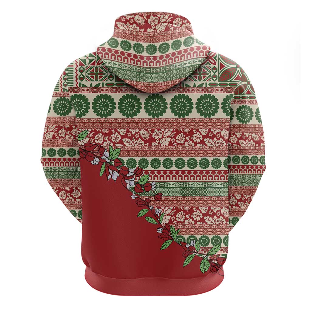 Fiji Marau na Kerisimasi Zip Hoodie Red Tagimoucia Tapa Masi Tribal LT9 - Polynesian Pride
