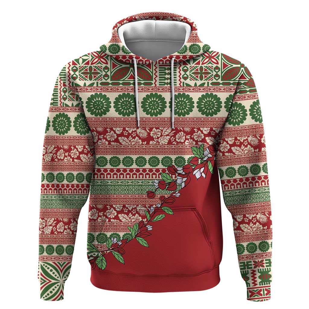 Fiji Marau na Kerisimasi Zip Hoodie Red Tagimoucia Tapa Masi Tribal LT9 Pullover Hoodie Red - Polynesian Pride