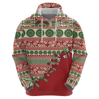 Fiji Marau na Kerisimasi Zip Hoodie Red Tagimoucia Tapa Masi Tribal LT9 - Polynesian Pride