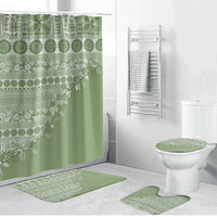 Fiji Marau na Kerisimasi Bathroom Set Sage Green Tagimoucia Tapa Masi Tribal - Polynesian Pride