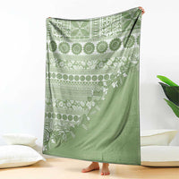 Fiji Marau na Kerisimasi Blanket Sage Green Tagimoucia Tapa Masi Tribal - Polynesian Pride