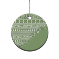 Fiji Marau na Kerisimasi Ceramic Ornament Sage Green Tagimoucia Tapa Masi Tribal - Polynesian Pride