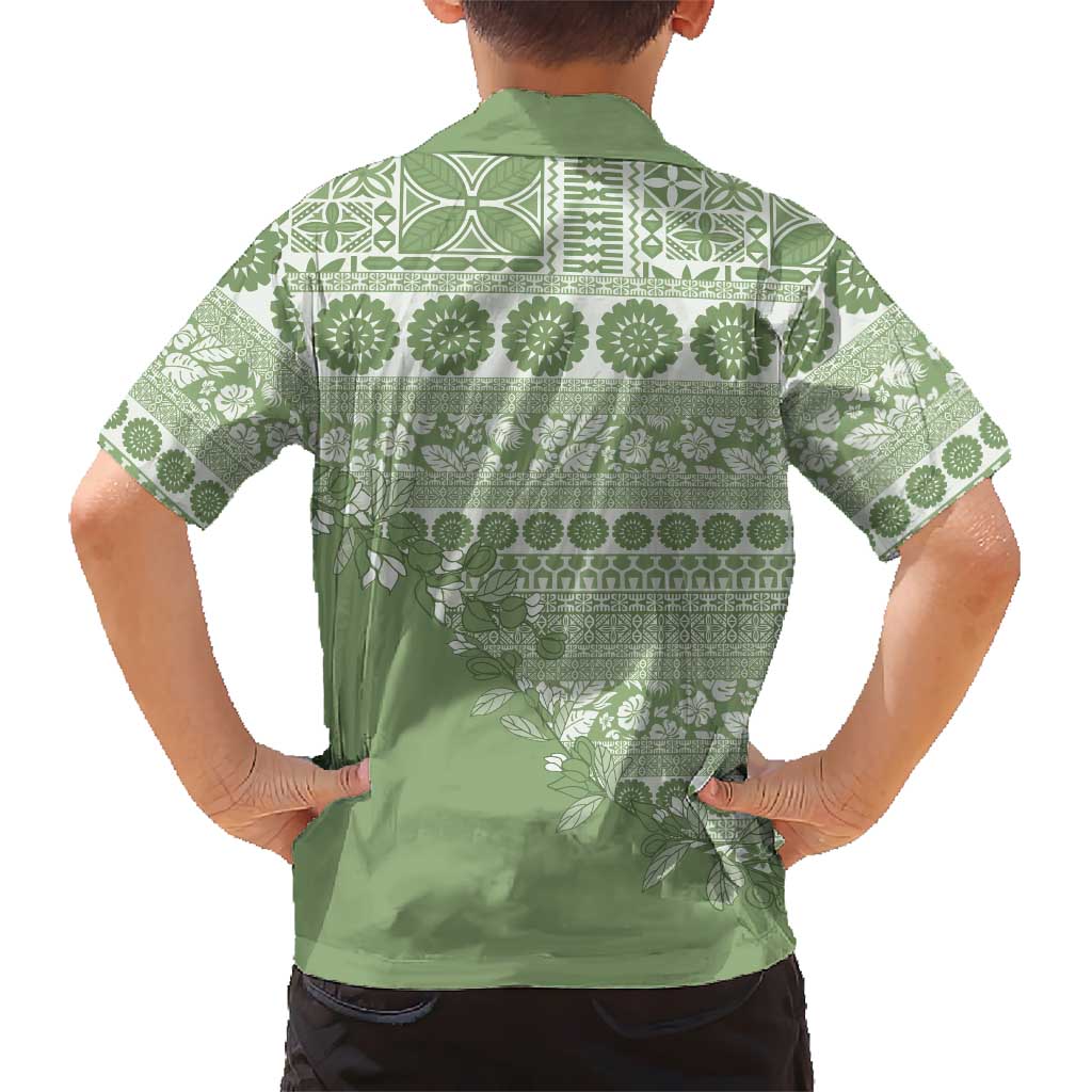 Fiji Marau na Kerisimasi Family Matching Puletasi and Hawaiian Shirt Sage Green Tagimoucia Tapa Masi Tribal - Polynesian Pride