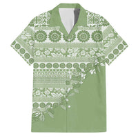 Fiji Marau na Kerisimasi Family Matching Puletasi and Hawaiian Shirt Sage Green Tagimoucia Tapa Masi Tribal - Polynesian Pride