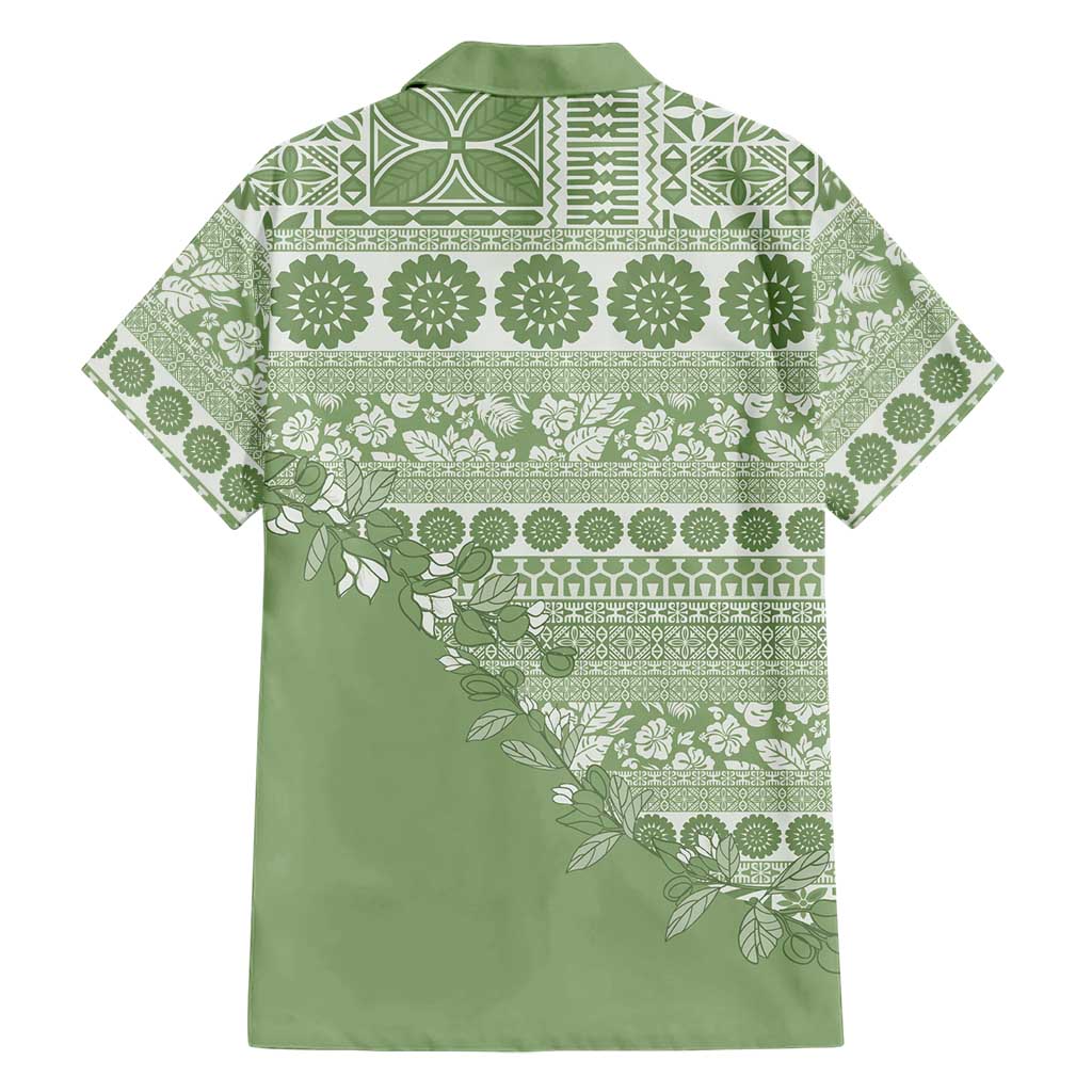 Fiji Marau na Kerisimasi Family Matching Puletasi and Hawaiian Shirt Sage Green Tagimoucia Tapa Masi Tribal - Polynesian Pride