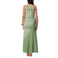 Fiji Marau na Kerisimasi Family Matching Tank Maxi Dress and Hawaiian Shirt Sage Green Tagimoucia Tapa Masi Tribal - Polynesian Pride