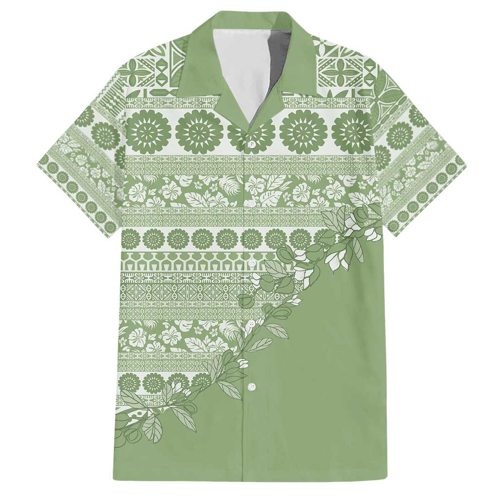 Fiji Marau na Kerisimasi Hawaiian Shirt Sage Green Tagimoucia Tapa Masi Tribal - Polynesian Pride