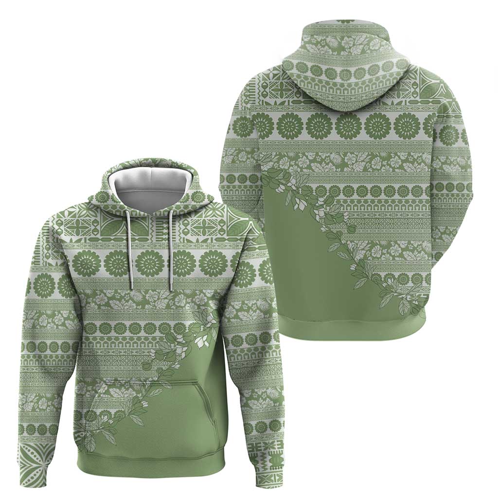 Fiji Marau na Kerisimasi Hoodie Sage Green Tagimoucia Tapa Masi Tribal - Polynesian Pride