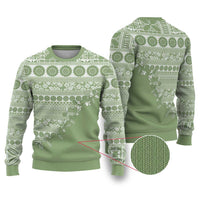 Fiji Marau na Kerisimasi Ugly Christmas Sweater Sage Green Tagimoucia Tapa Masi Tribal - Polynesian Pride