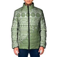 Fiji Marau na Kerisimasi Padded Jacket Sage Green Tagimoucia Tapa Masi Tribal LT9 Men Green - Polynesian Pride