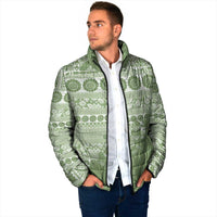 Fiji Marau na Kerisimasi Padded Jacket Sage Green Tagimoucia Tapa Masi Tribal LT9 - Polynesian Pride