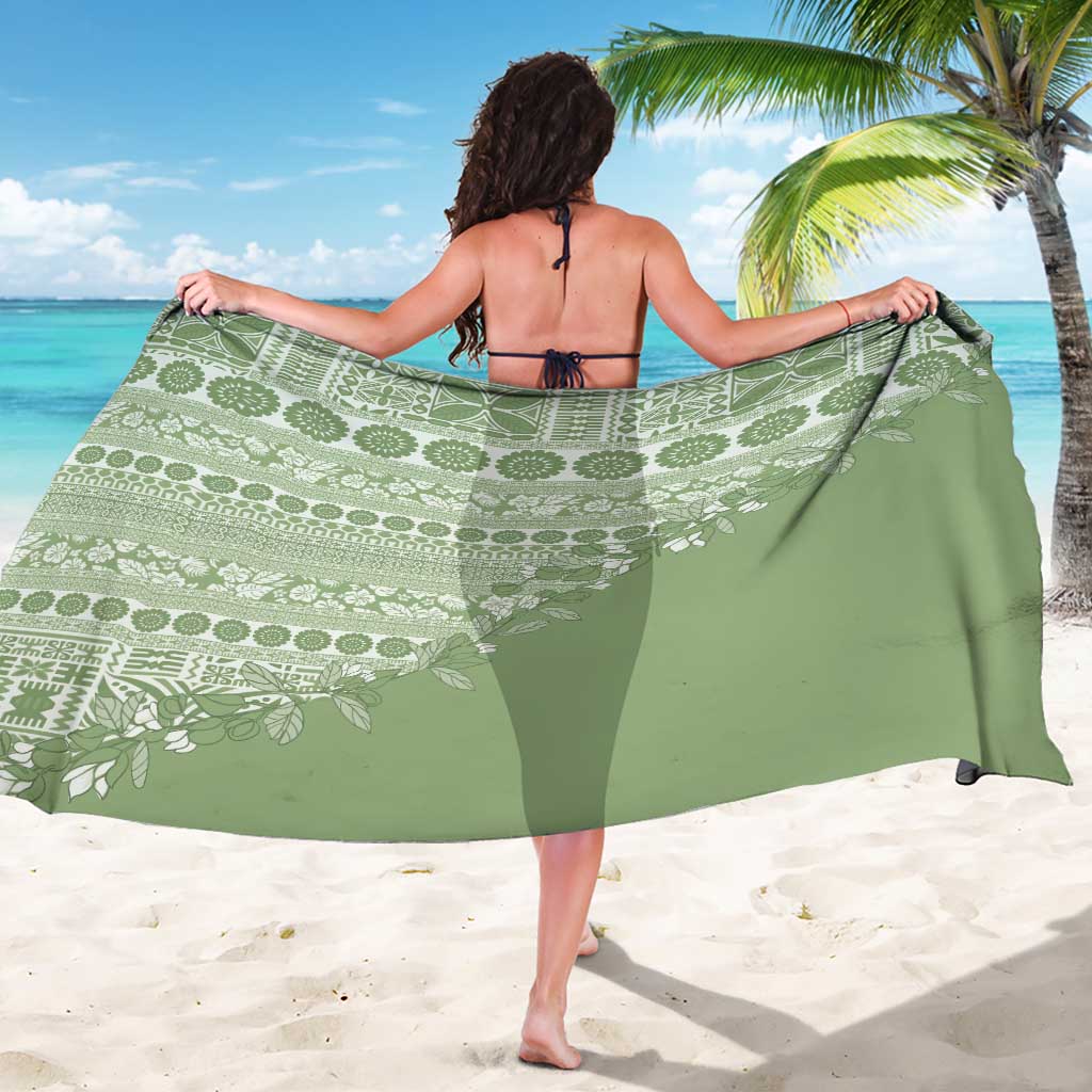 Fiji Marau na Kerisimasi Sarong Sage Green Tagimoucia Tapa Masi Tribal - Polynesian Pride