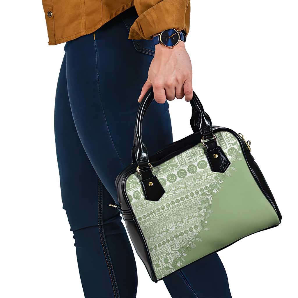Fiji Marau na Kerisimasi Shoulder Handbag Sage Green Tagimoucia Tapa Masi Tribal LT9 - Polynesian Pride