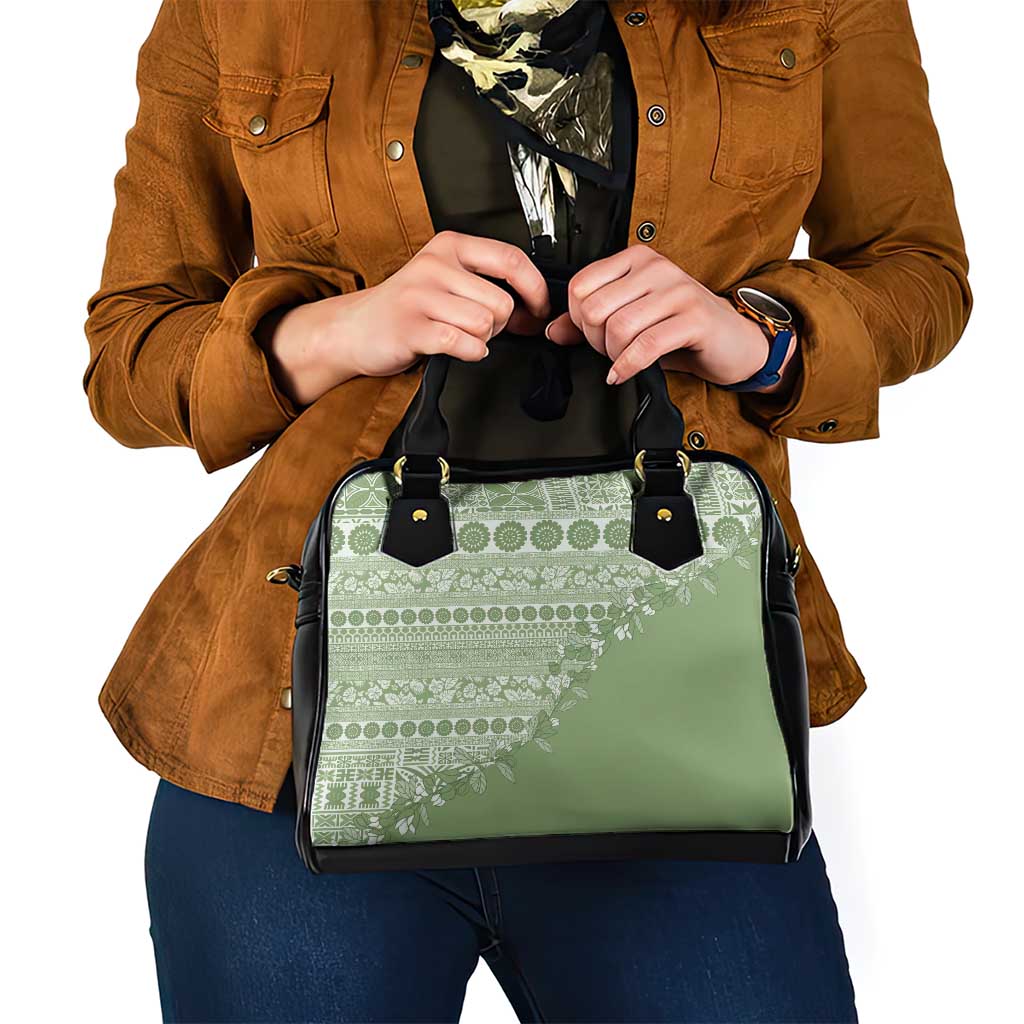 Fiji Marau na Kerisimasi Shoulder Handbag Sage Green Tagimoucia Tapa Masi Tribal LT9 - Polynesian Pride