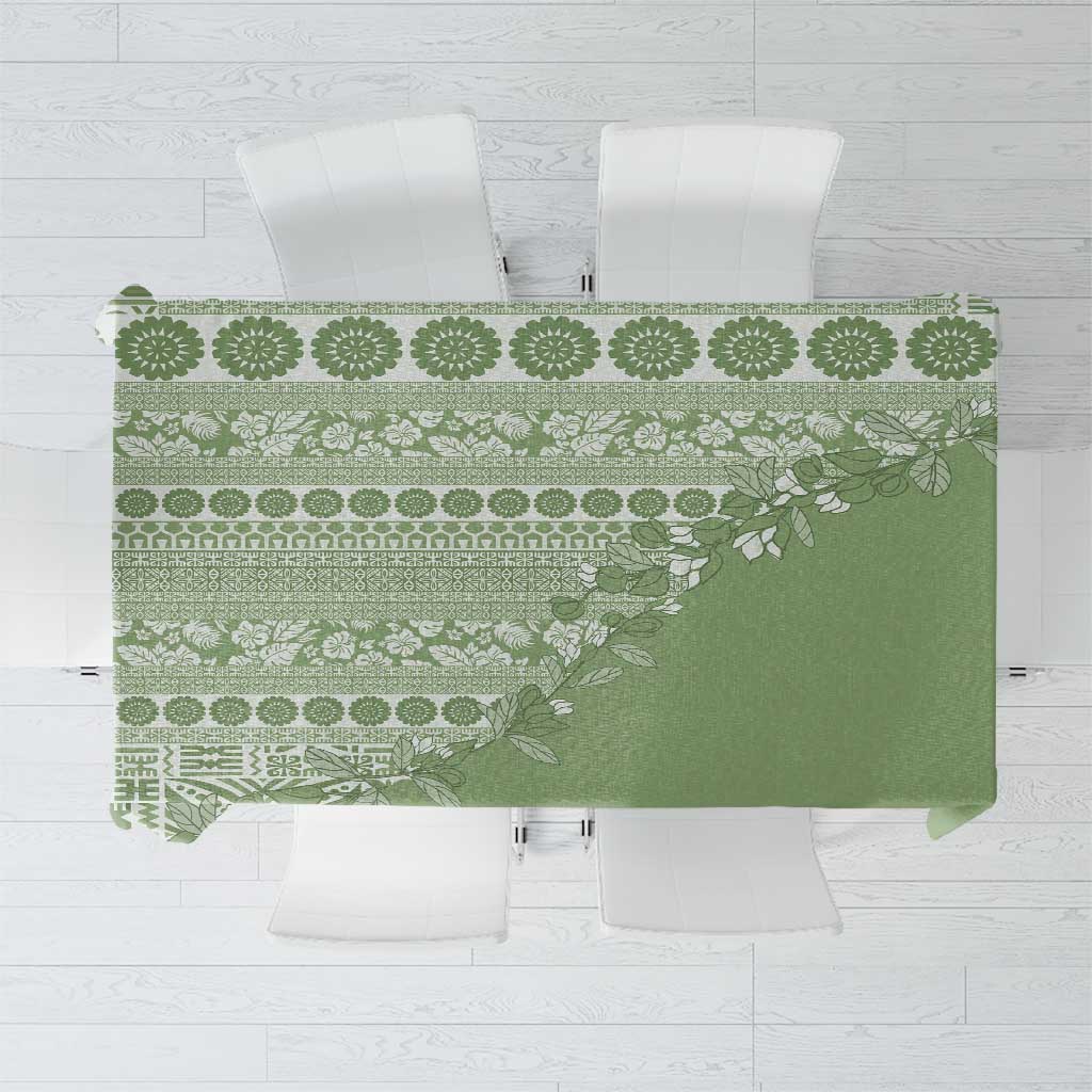 Fiji Marau na Kerisimasi Tablecloth Sage Green Tagimoucia Tapa Masi Tribal LT9 Green - Polynesian Pride