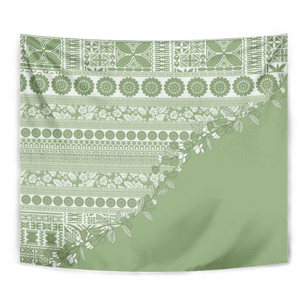 Fiji Marau na Kerisimasi Tapestry Sage Green Tagimoucia Tapa Masi Tribal - Polynesian Pride
