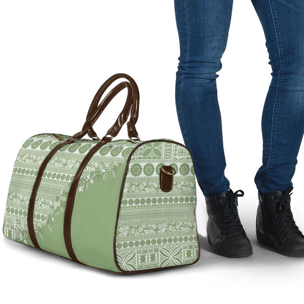 Fiji Marau na Kerisimasi Travel Bag Sage Green Tagimoucia Tapa Masi Tribal - Polynesian Pride