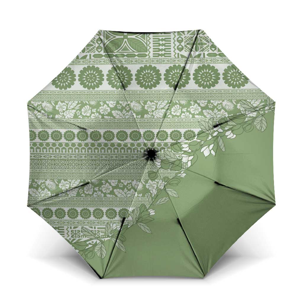 Fiji Marau na Kerisimasi Umbrella Sage Green Tagimoucia Tapa Masi Tribal - Polynesian Pride