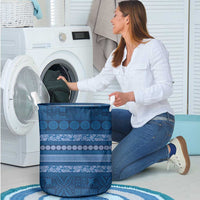 Fiji Marau na Kerisimasi Laundry Basket Blue Tapa Masi Inspired Christmas LT9 - Polynesian Pride
