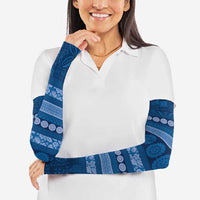 Fiji Marau na Kerisimasi Arm Sleeves Blue Tapa Masi Inspired Christmas LT9 - Polynesian Pride