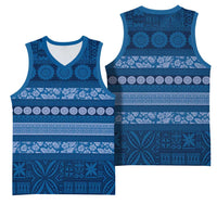 Fiji Marau na Kerisimasi Basketball Jersey Blue Tapa Masi Inspired Christmas LT9 - Polynesian Pride