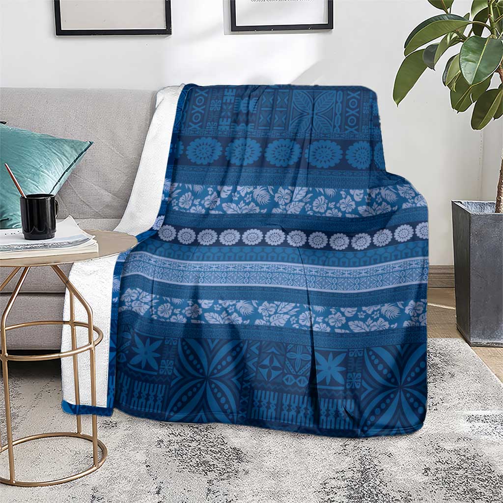 Fiji Marau na Kerisimasi Blanket Blue Tapa Masi Inspired Christmas - Polynesian Pride