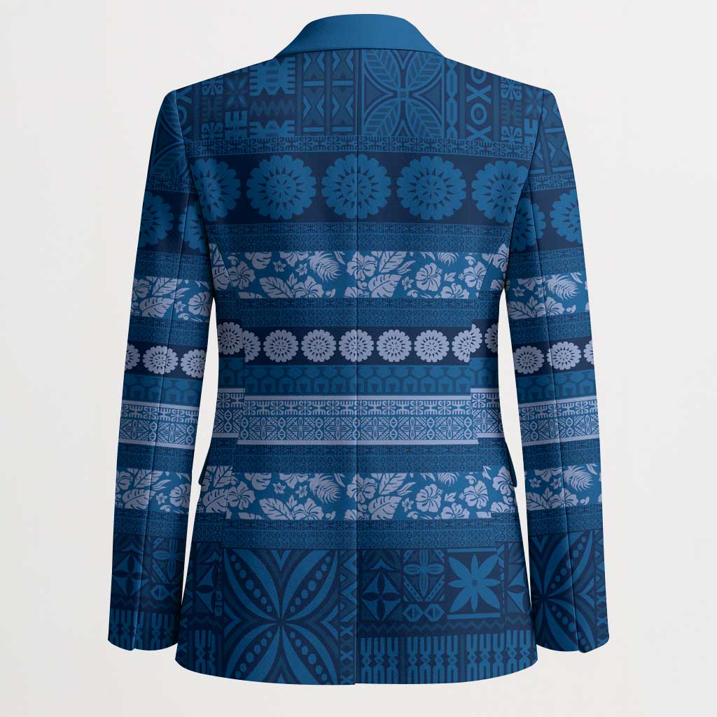 Fiji Marau na Kerisimasi Blazer Blue Tapa Masi Inspired Christmas - Polynesian Pride