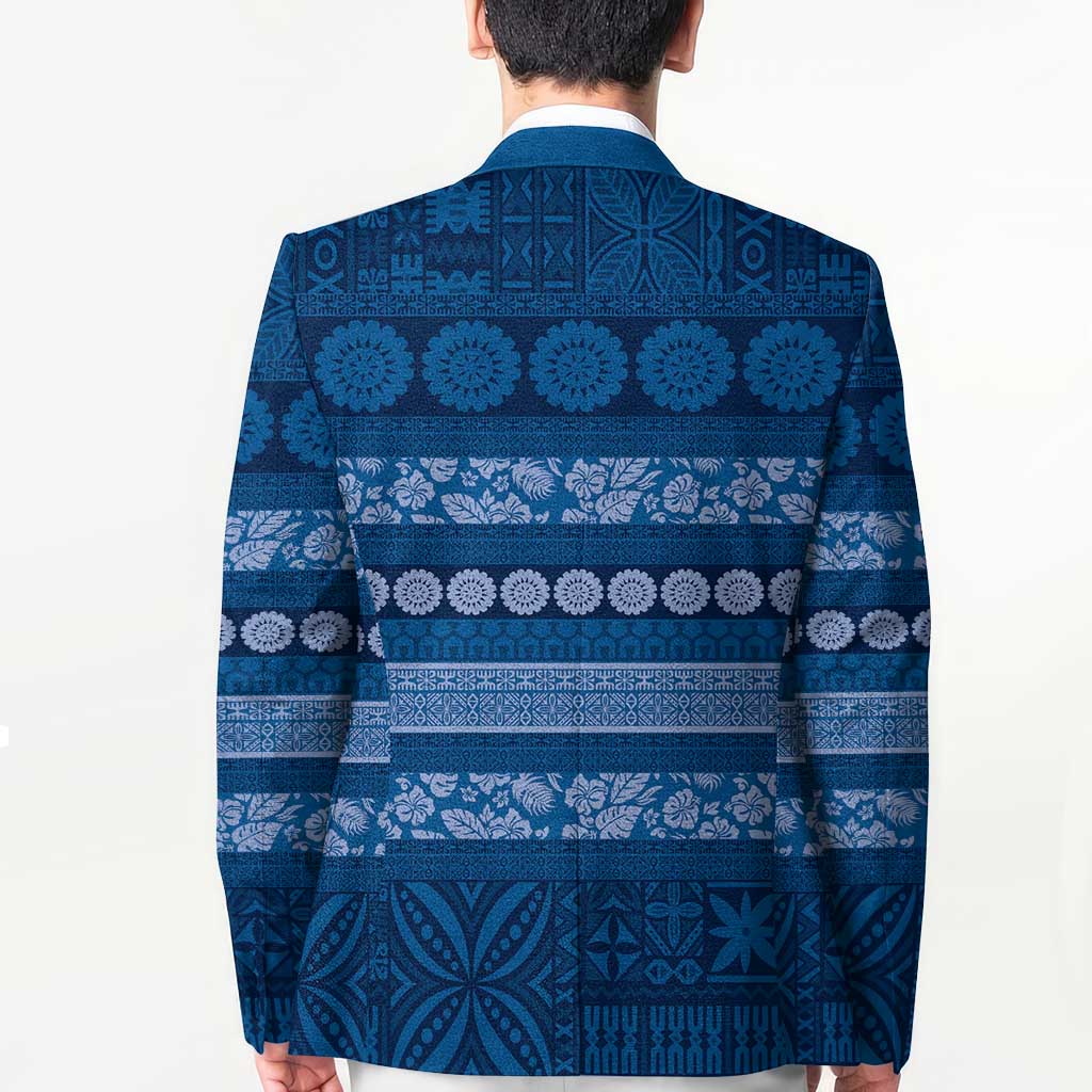 Fiji Marau na Kerisimasi Blazer Blue Tapa Masi Inspired Christmas - Polynesian Pride