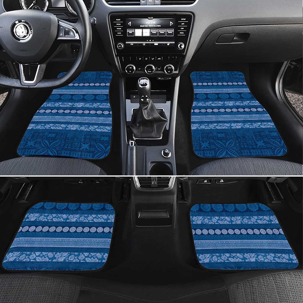 Fiji Marau na Kerisimasi Car Mats Blue Tapa Masi Inspired Christmas LT9 Set 4pcs Blue - Polynesian Pride