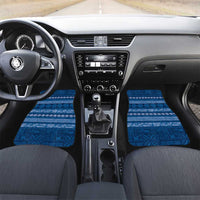 Fiji Marau na Kerisimasi Car Mats Blue Tapa Masi Inspired Christmas LT9 Set 2pcs - Front Blue - Polynesian Pride