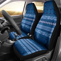 Fiji Marau na Kerisimasi Car Seat Cover Blue Tapa Masi Inspired Christmas - Polynesian Pride