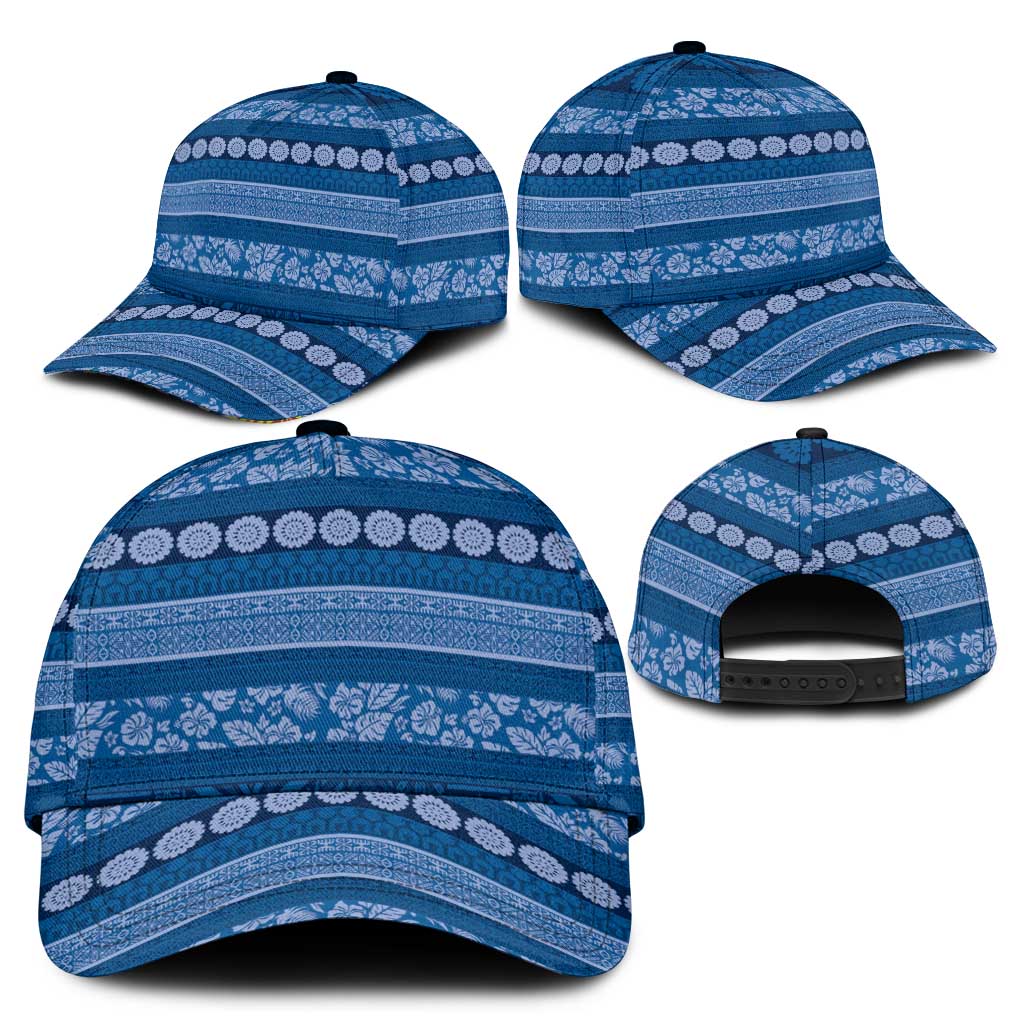 Fiji Marau na Kerisimasi Classic Cap Blue Tapa Masi Inspired Christmas - Polynesian Pride