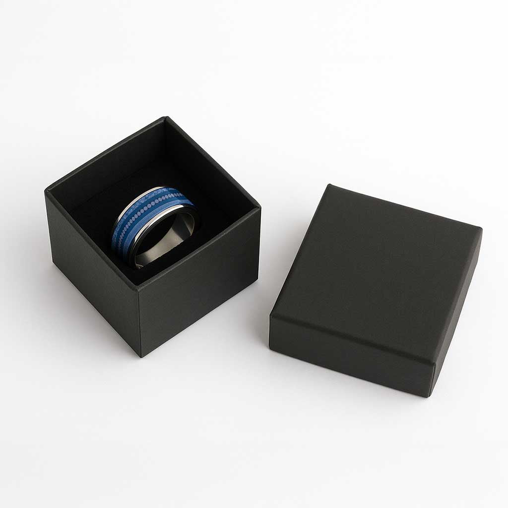 Fiji Marau na Kerisimasi Classic Ring Blue Tapa Masi Inspired Christmas LT9 - Polynesian Pride