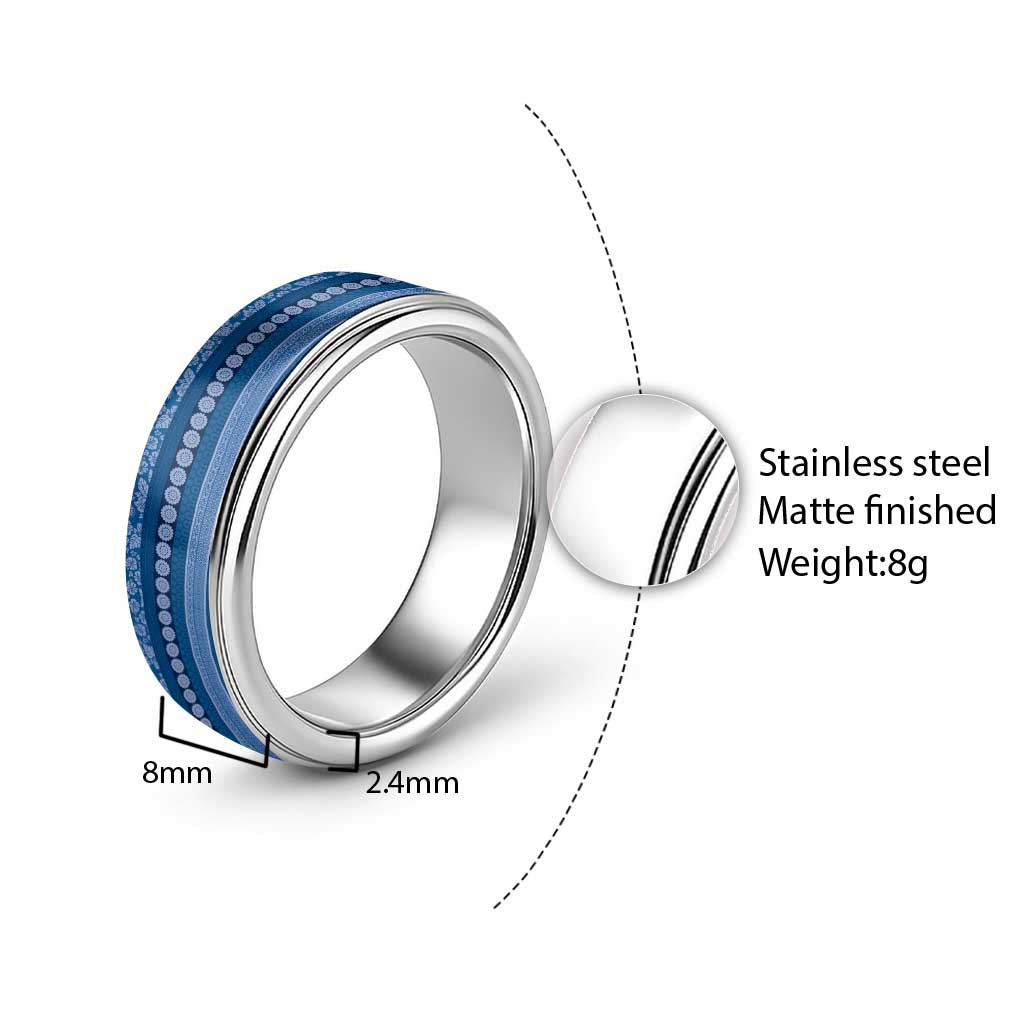 Fiji Marau na Kerisimasi Classic Ring Blue Tapa Masi Inspired Christmas LT9 - Polynesian Pride