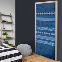 Fiji Marau na Kerisimasi Door Cover Blue Tapa Masi Inspired Christmas - Polynesian Pride