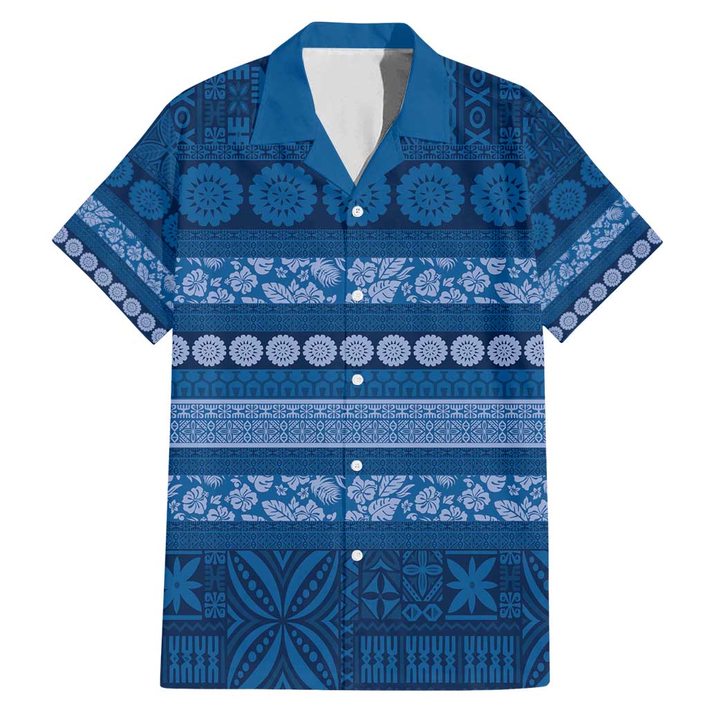 Fiji Marau na Kerisimasi Family Matching Mermaid Dress and Hawaiian Shirt Blue Tapa Masi Inspired Christmas - Polynesian Pride