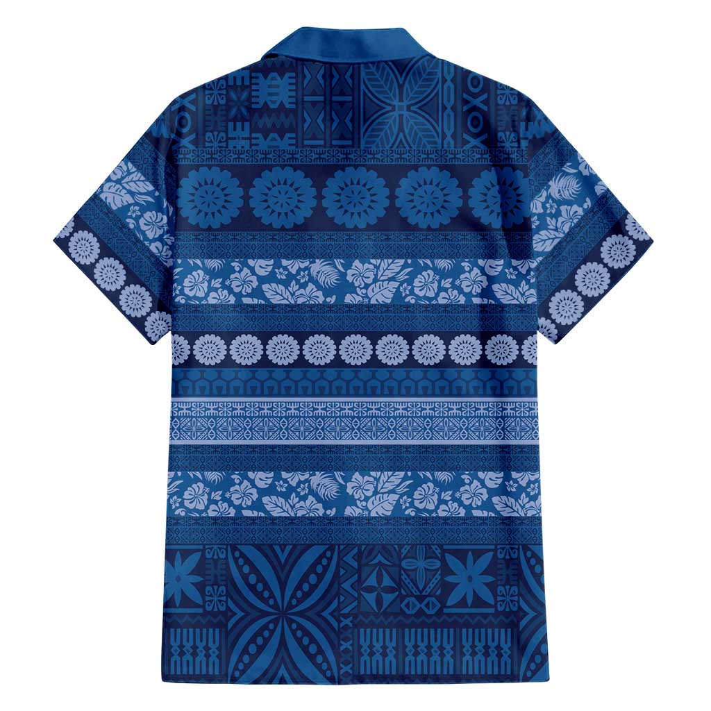 Fiji Marau na Kerisimasi Family Matching Puletasi and Hawaiian Shirt Blue Tapa Masi Inspired Christmas - Polynesian Pride