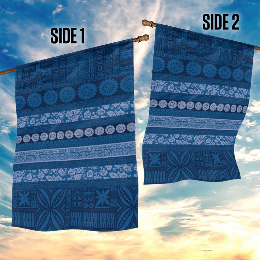 Fiji Marau na Kerisimasi Garden Flag Blue Tapa Masi Inspired Christmas - Polynesian Pride