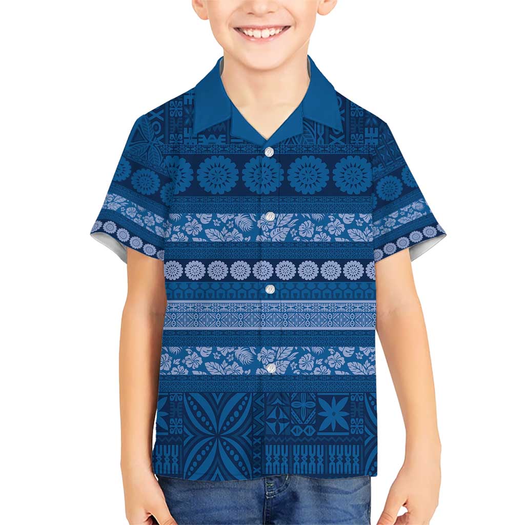 Fiji Marau na Kerisimasi Hawaiian Shirt Blue Tapa Masi Inspired Christmas - Polynesian Pride