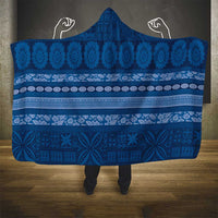 Fiji Marau na Kerisimasi Hooded Blanket Blue Tapa Masi Inspired Christmas LT9 - Polynesian Pride