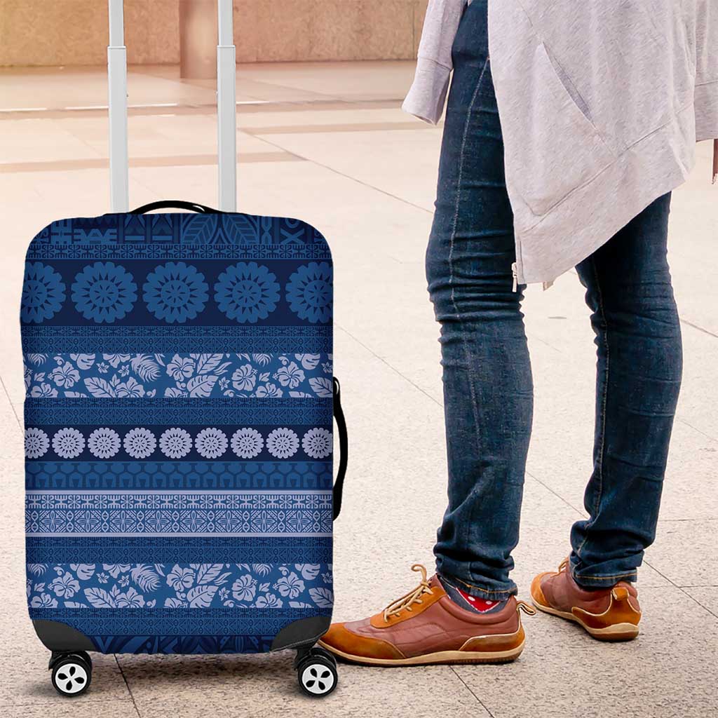 Fiji Marau na Kerisimasi Luggage Cover Blue Tapa Masi Inspired Christmas - Polynesian Pride