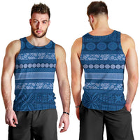Fiji Marau na Kerisimasi Men Tank Top Blue Tapa Masi Inspired Christmas LT9 - Polynesian Pride