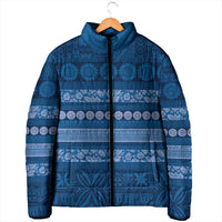 Fiji Marau na Kerisimasi Padded Jacket Blue Tapa Masi Inspired Christmas LT9 - Polynesian Pride
