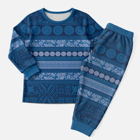 Fiji Marau na Kerisimasi Christmas Pajama Set Blue Tapa Masi Inspired Christmas LT9 Men Blue - Polynesian Pride