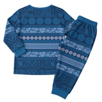 Fiji Marau na Kerisimasi Christmas Pajama Set Blue Tapa Masi Inspired Christmas LT9 - Polynesian Pride